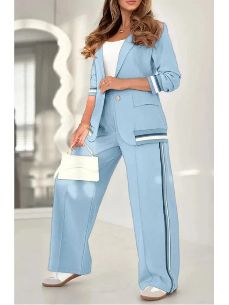 Set featuring a blazer and wide-leg pants for women with a sporty touch - J&B; - 7 - Elvaroza.com