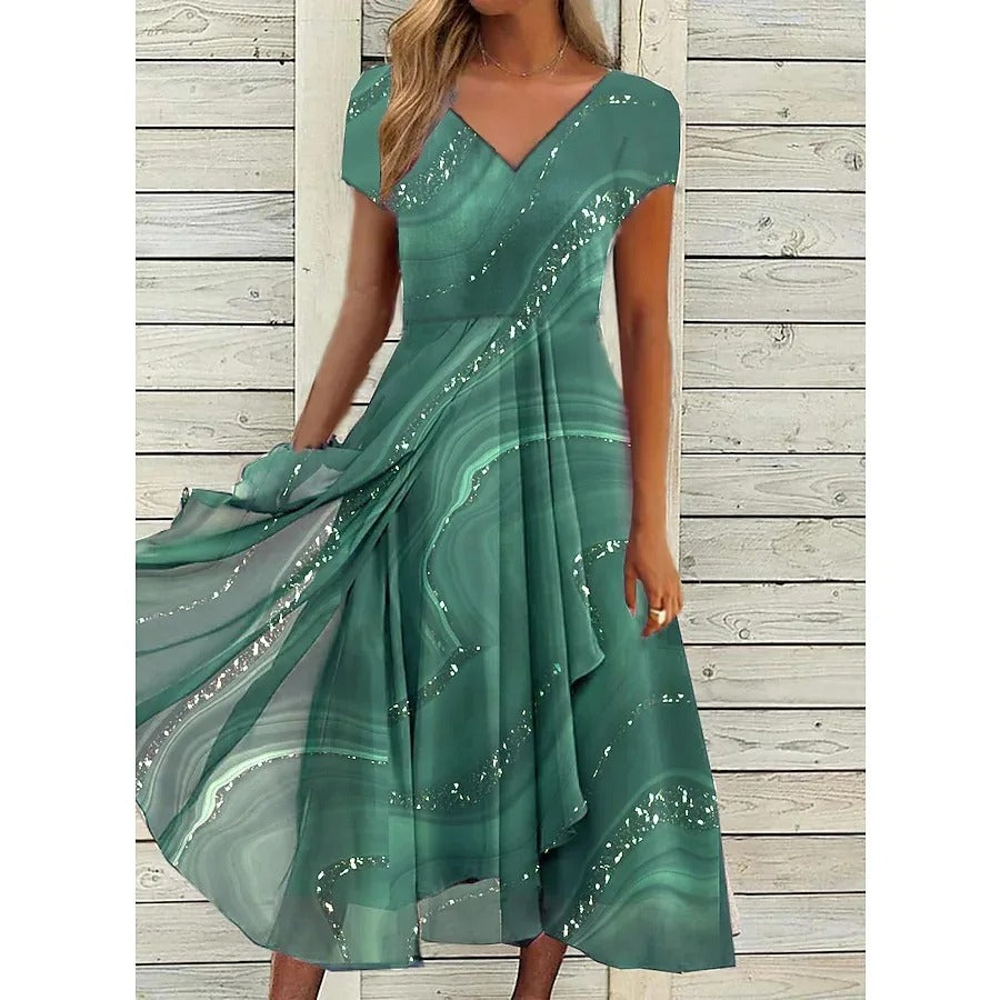 Britta – Women Floral Print  V-neck Dress - Image 3