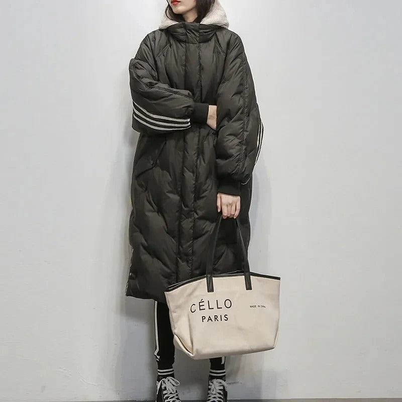 Puffer Jacket Women's Longline with Hood and Side Pockets - Image 7