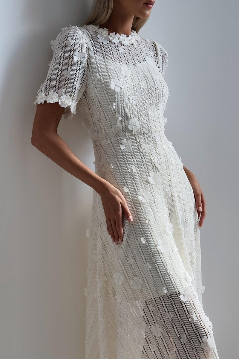 Clara – Knit With Lace Embroidery Dress - Image 1