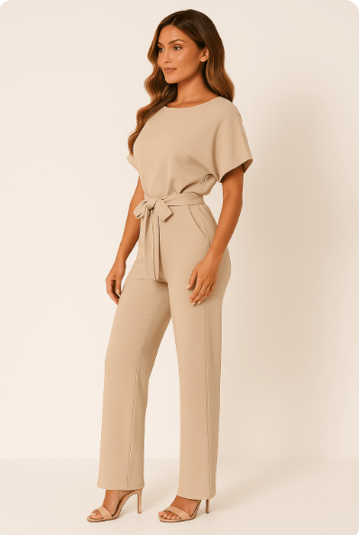 Melanie – Elegant Tie-Belt jumpsuit - Image 2