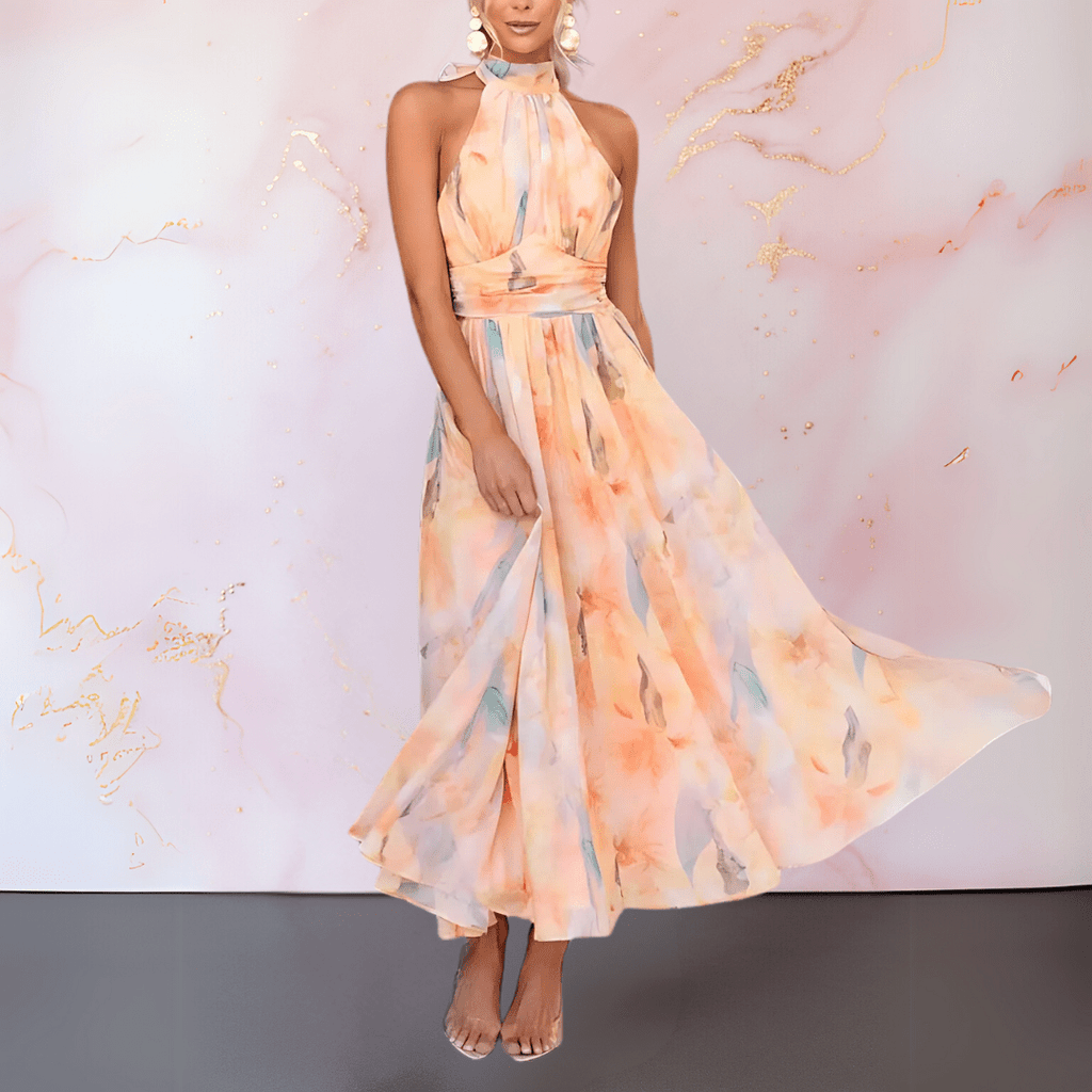 Helga – Floral Spring Halterneck Dress - Image 3