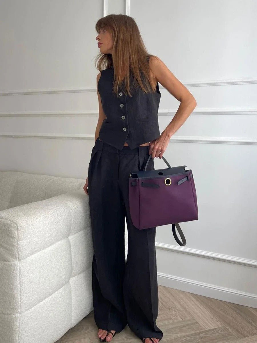 Stefanie – Women’s Chic Linen Vest and Trousers Set - Image 5