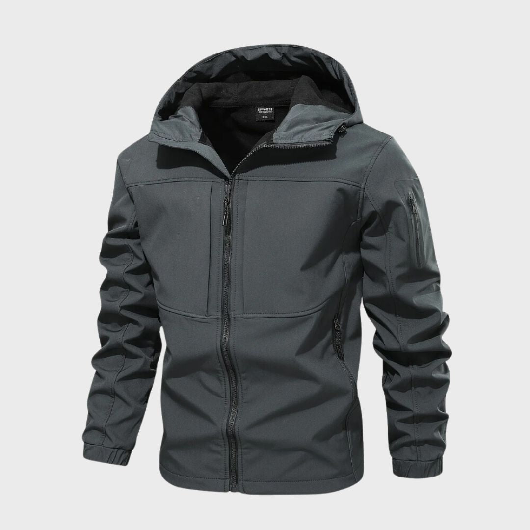 Men's Waterproof Softshell Jacket with Hood and Practical Pockets - J&B; - 2 - Elvaroza.com