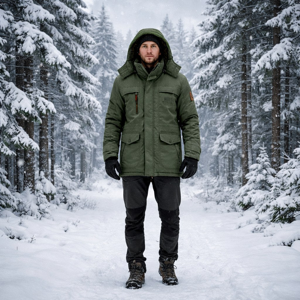 Men's Padded Jacket with Detachable Hood and Fleece Lining - J&B; - 9 - Elvaroza.com
