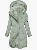 Long down jacket for women with a hood and cozy lining - J&B; - 3 - Elvaroza.com
