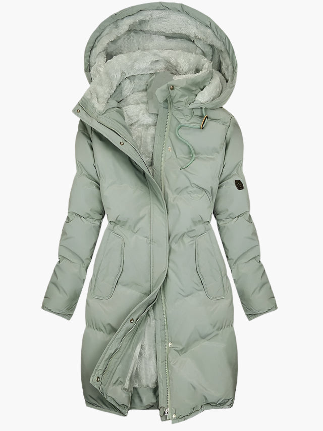 Long down jacket for women with a hood and cozy lining - J&B; - 3 - Elvaroza.com