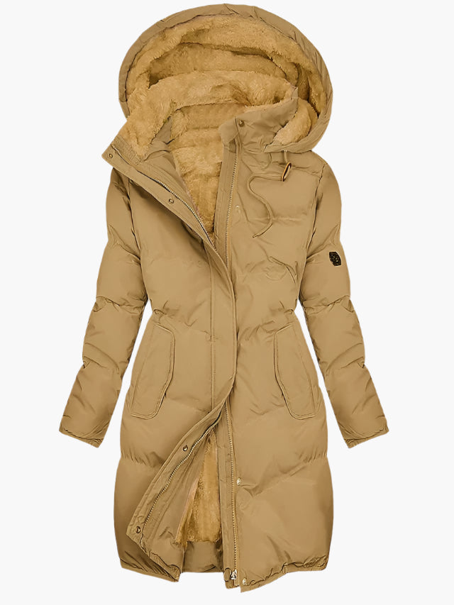Long down jacket for women with a hood and cozy lining - J&B; - 5 - Elvaroza.com