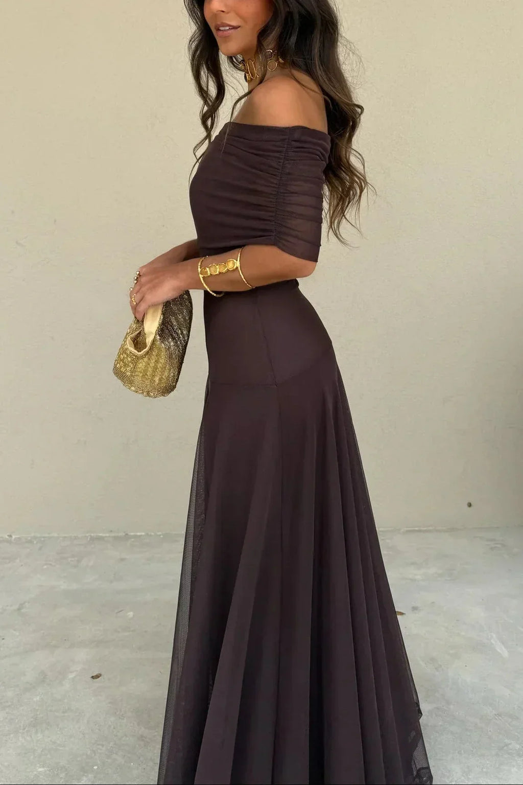 Franziska – Long Pleated One-Shoulder Dress - Image 2