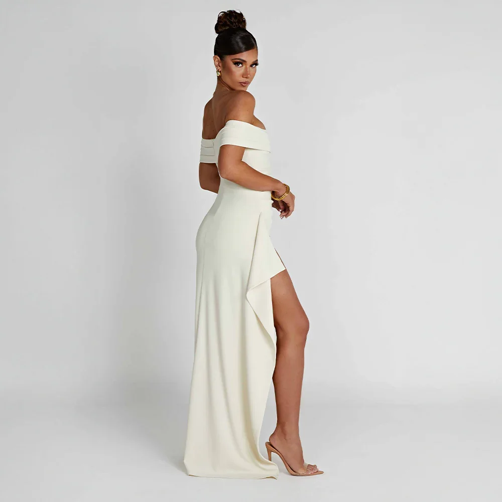 Melanie – Elegant Bare Shoulders and Slit Dress - Image 11
