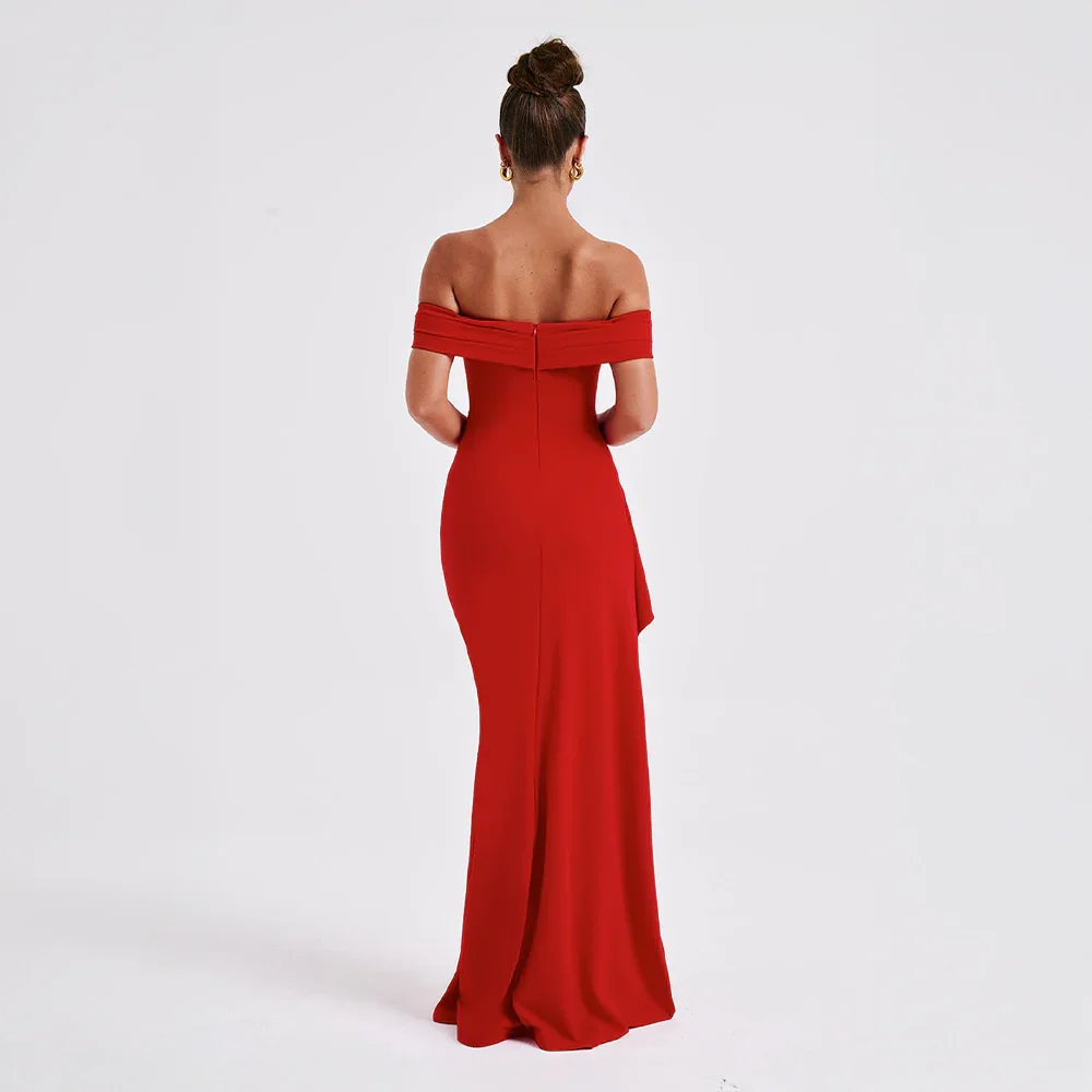 Melanie – Elegant Bare Shoulders and Slit Dress - Image 8