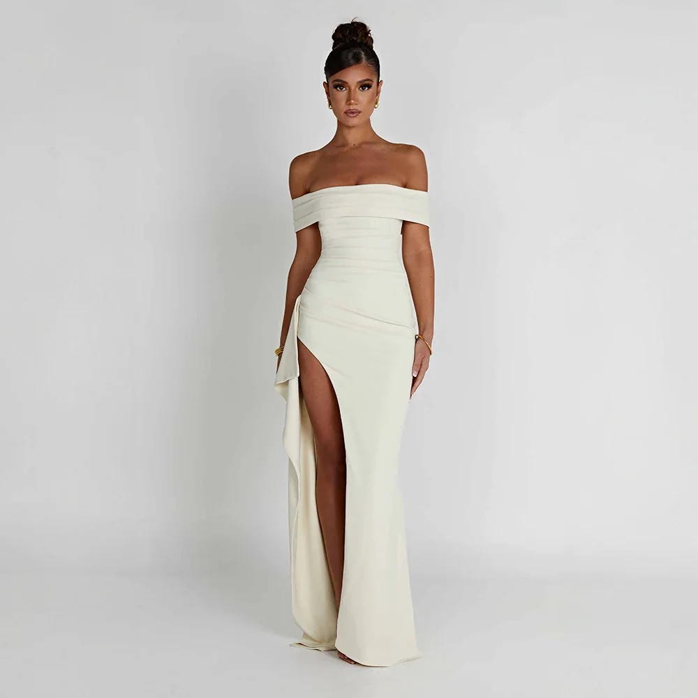 Melanie – Elegant Bare Shoulders and Slit Dress - Image 10