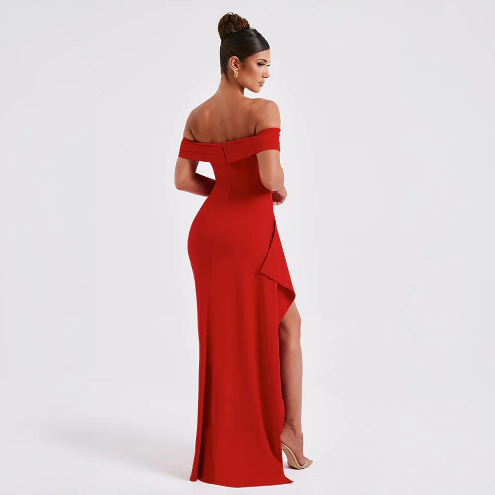 Melanie – Elegant Bare Shoulders and Slit Dress - Image 9