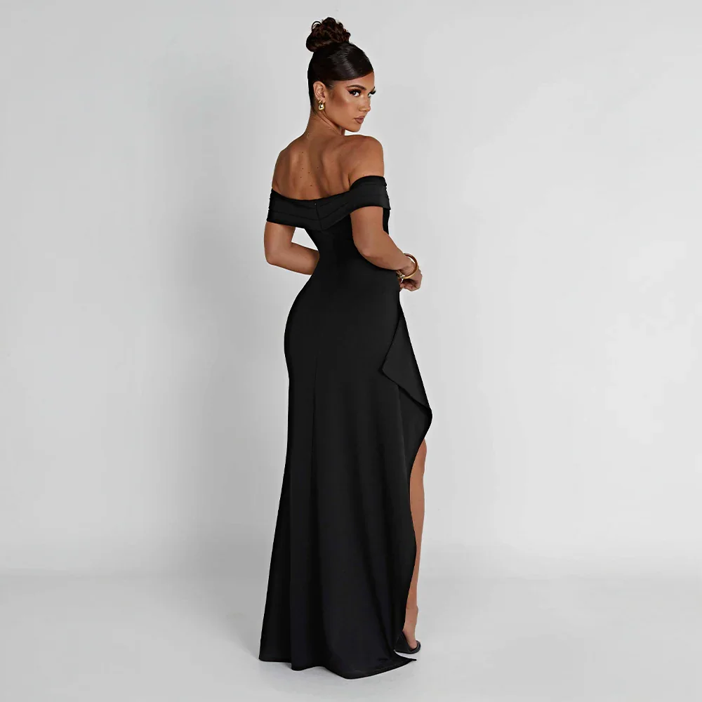 Melanie – Elegant Bare Shoulders and Slit Dress - Image 14