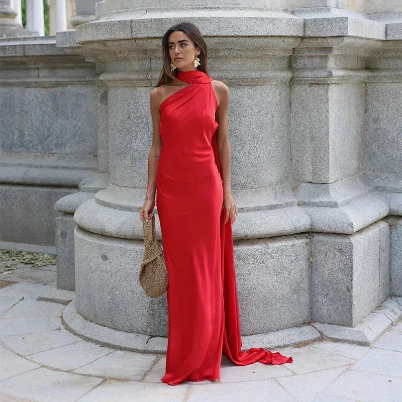 Katrin – Long Draped Wedding Guest Dress - Image 13