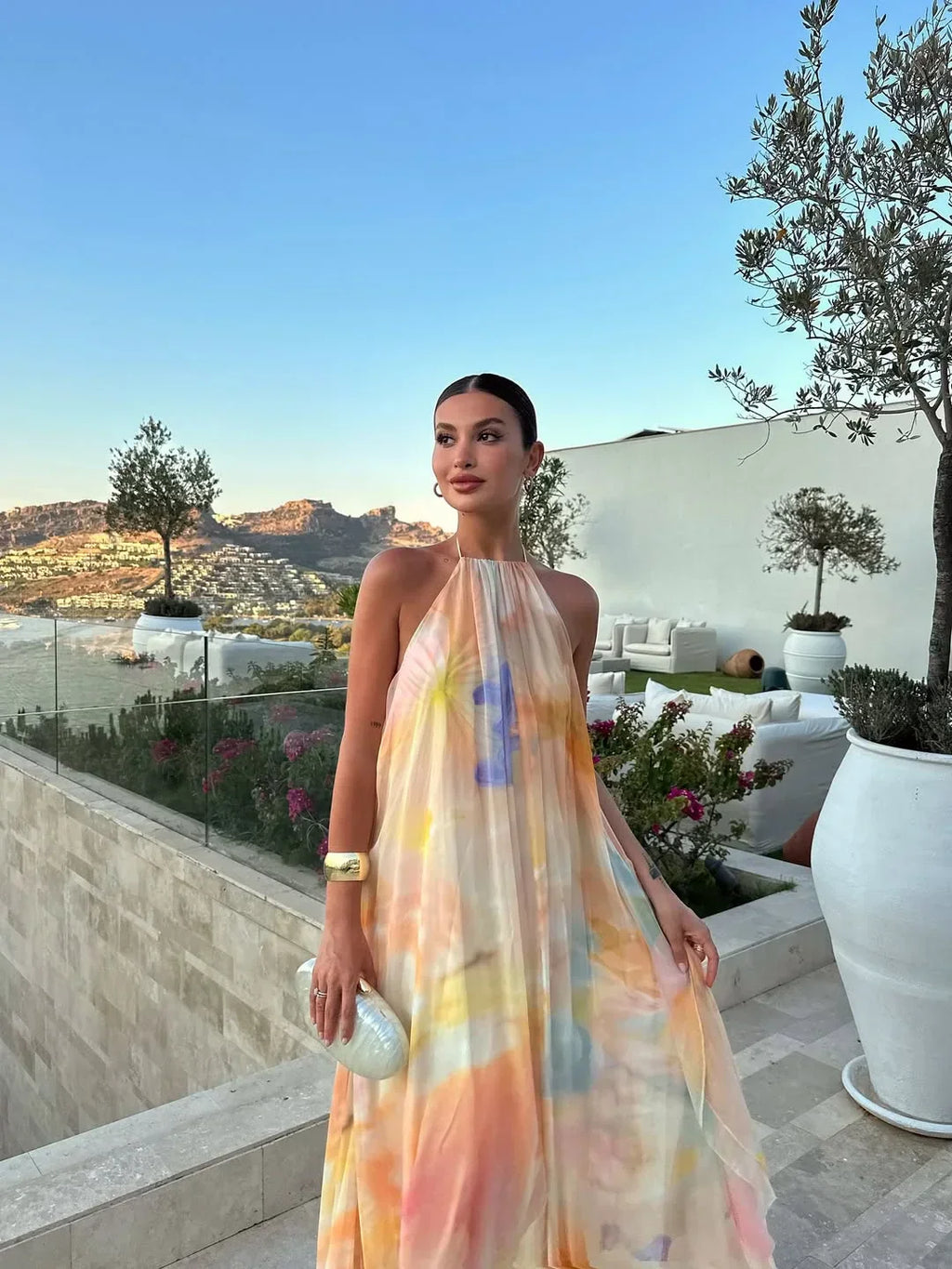 Lena – Long Printed Wedding Guest Dress - Image 3
