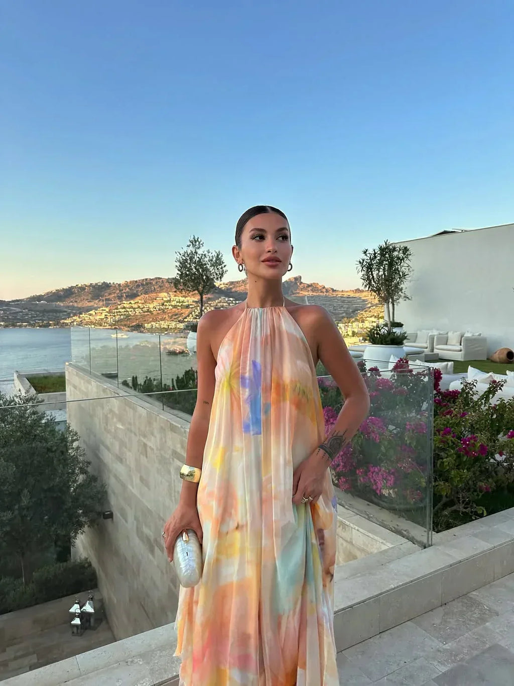 Lena – Long Printed Wedding Guest Dress - Image 4