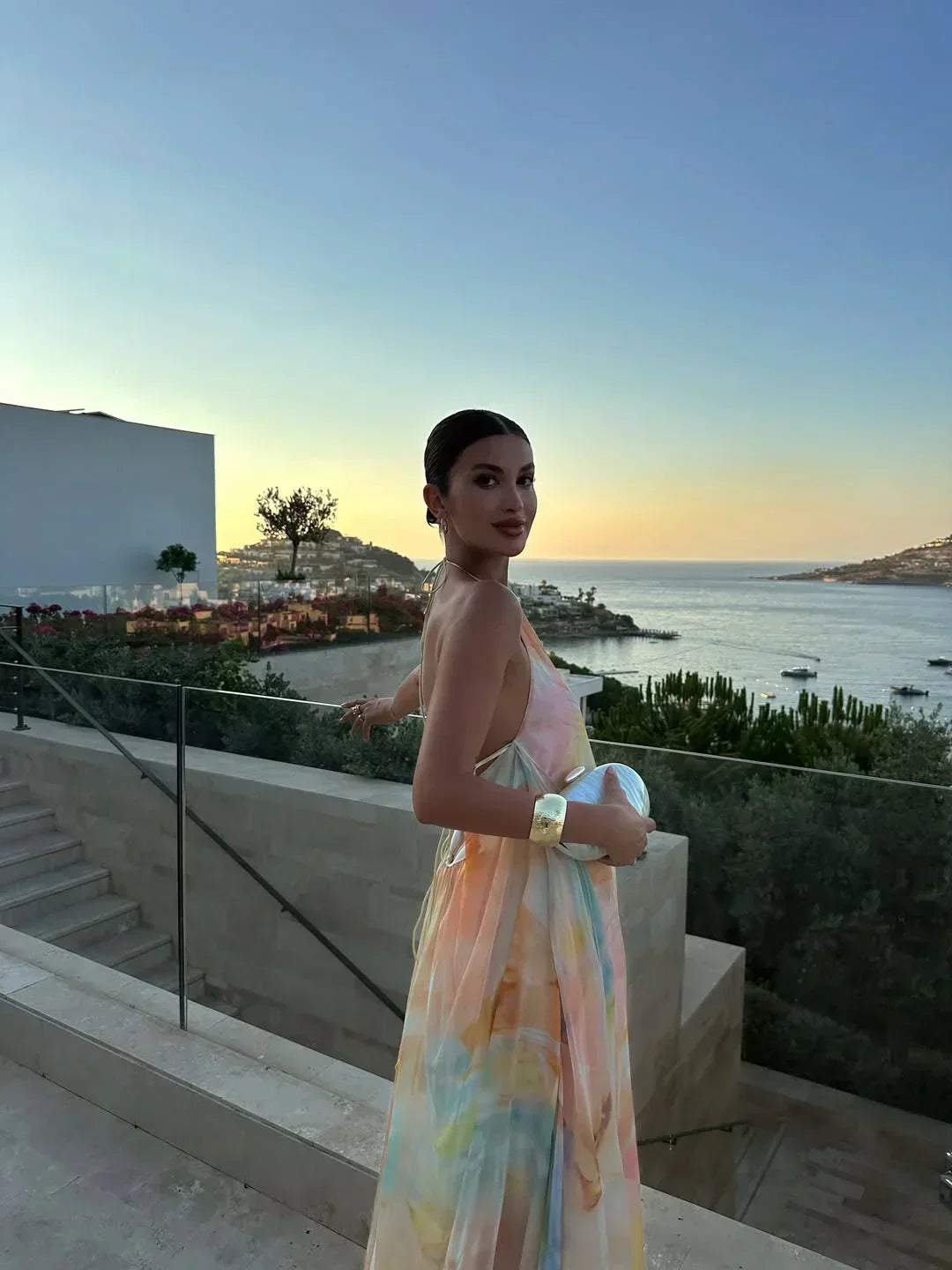 Lena – Long Printed Wedding Guest Dress - Image 5