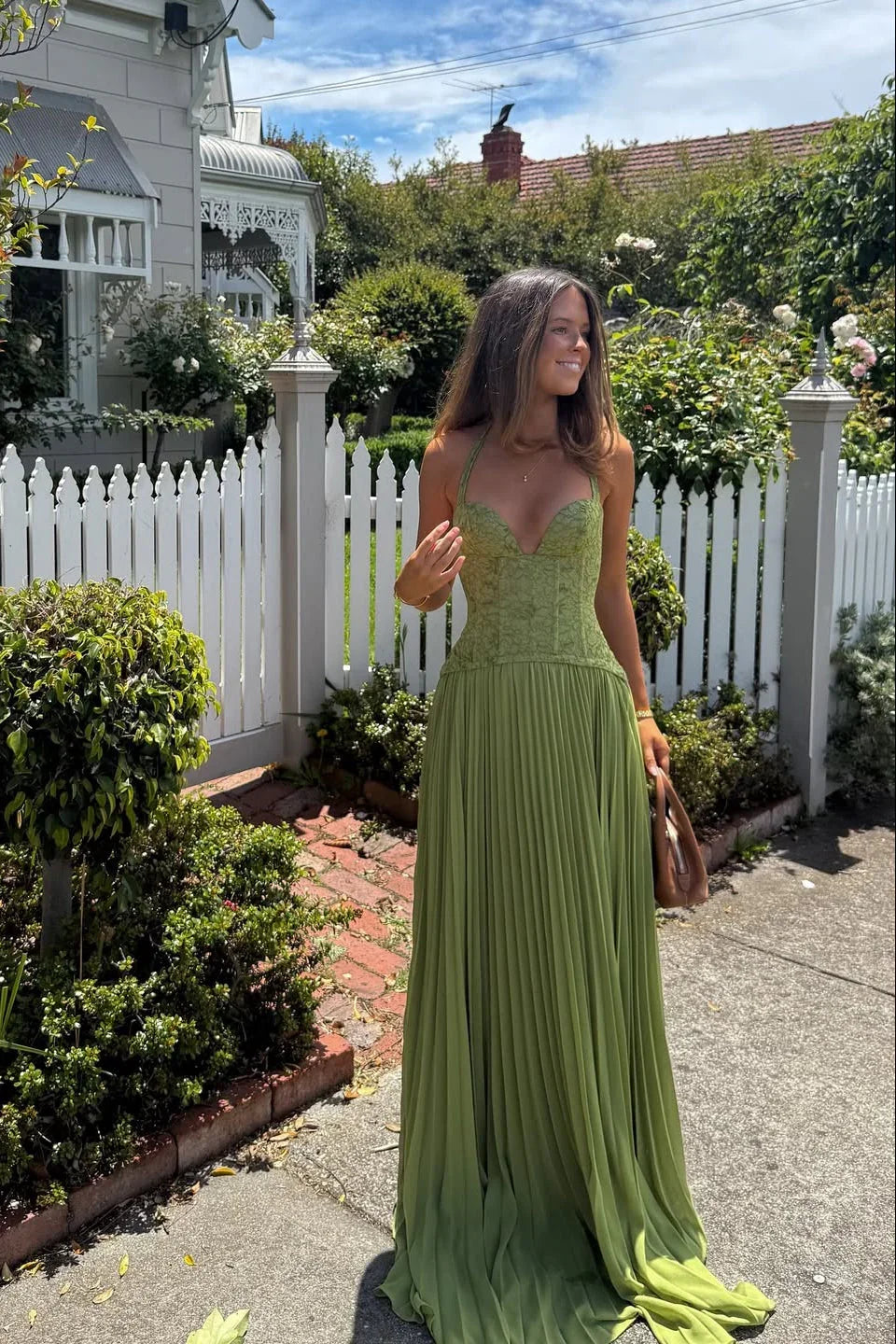 Monika – Pleated Corset Wedding Guest Dress - Image 2