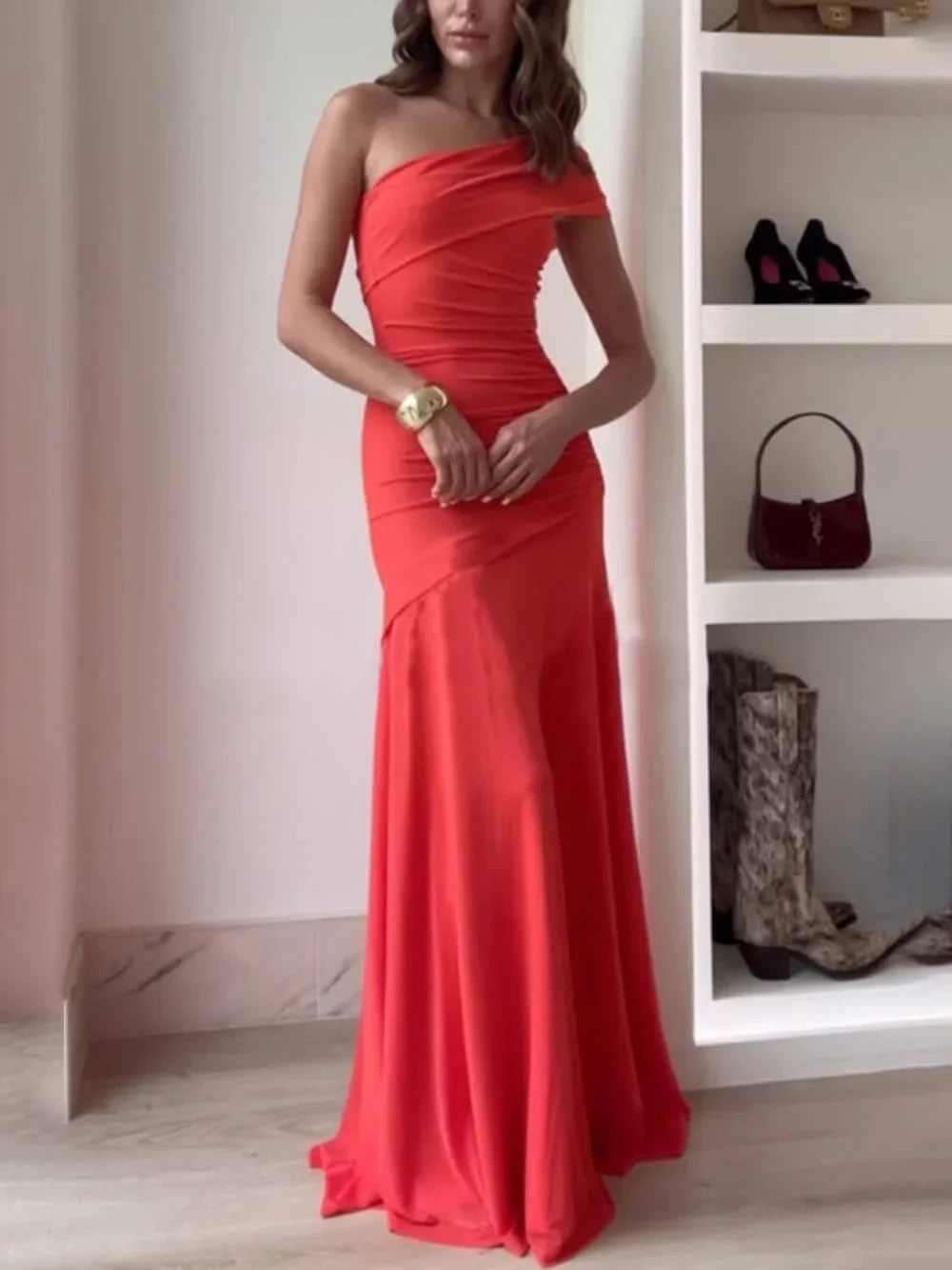 Nadine – Elegant Asymmetrical Wedding Guest Dress - Image 2