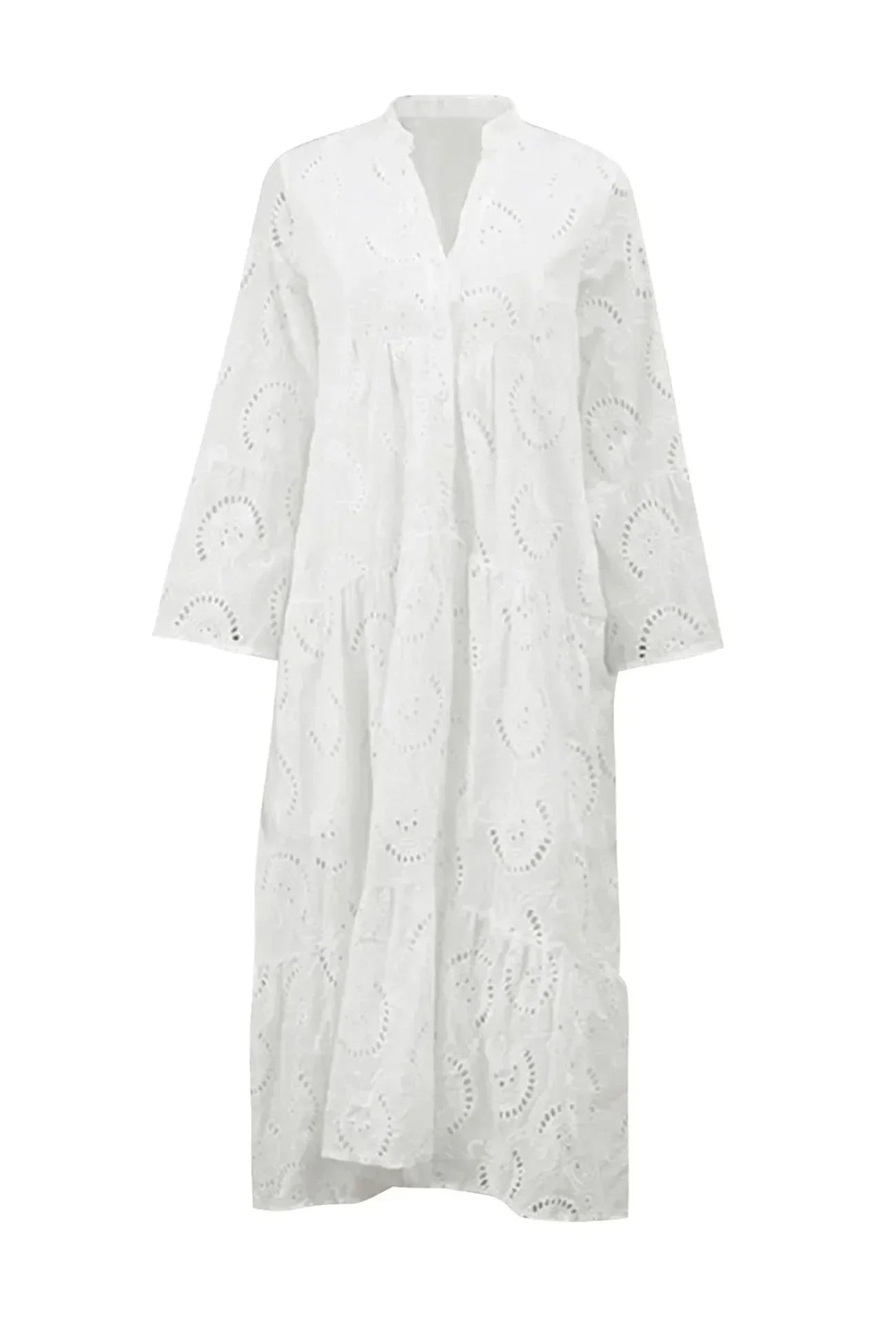 Helga – Elegant 3/4 sleeves and a V-neck Dress - Image 9