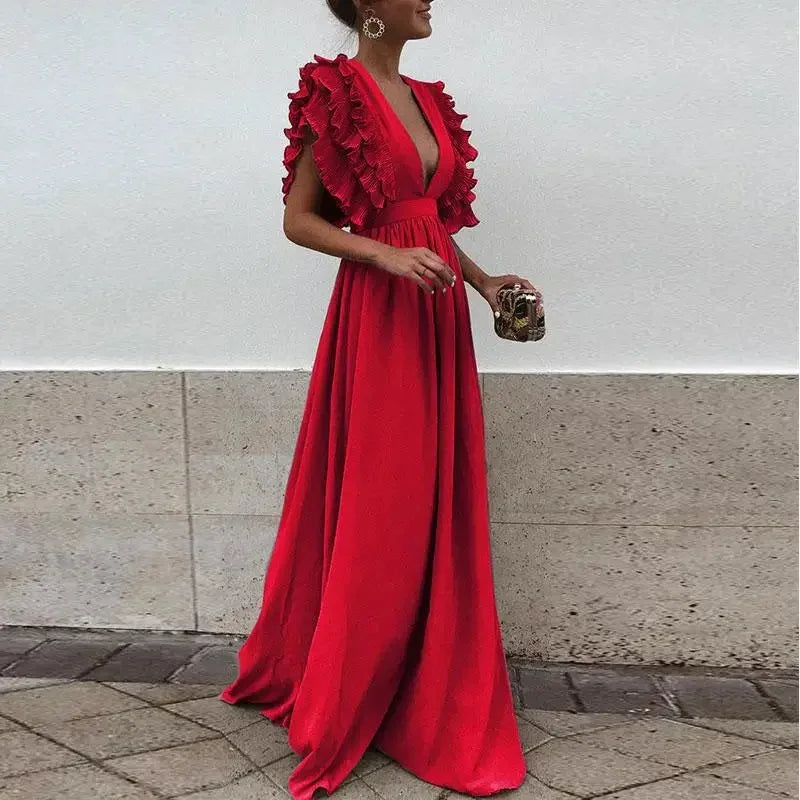 Mia – Ruffled Sleeves Wedding Guest  Dress - Image 3