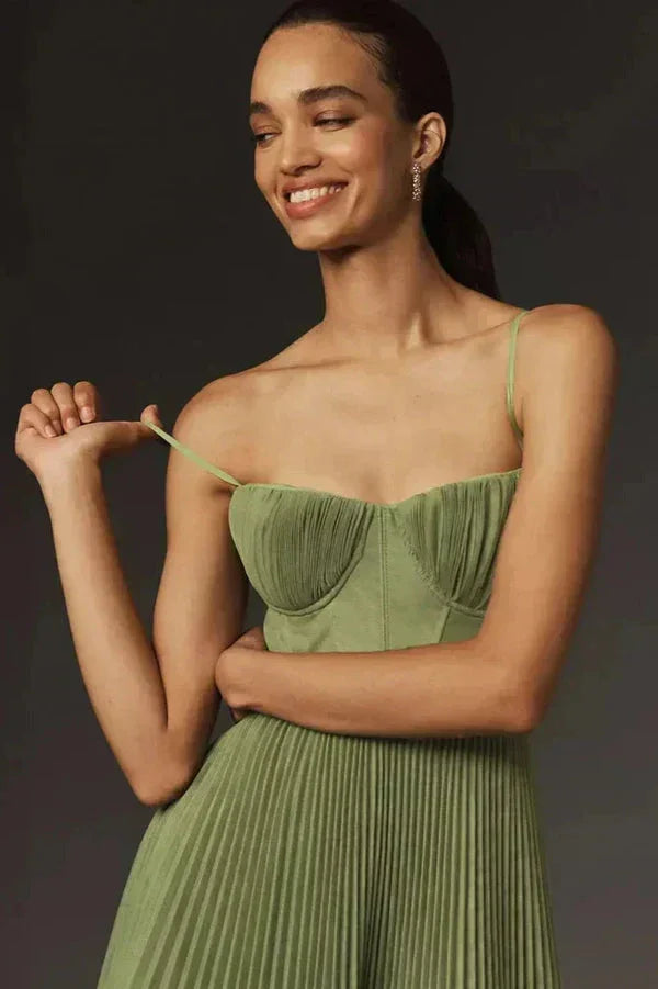 Lisa – Floral  Pleated Wedding Guest Dress - Image 2