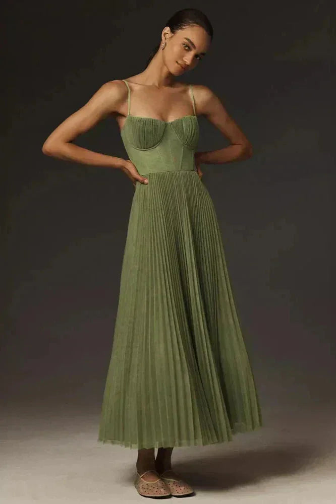 Lisa – Floral  Pleated Wedding Guest Dress - Image 1