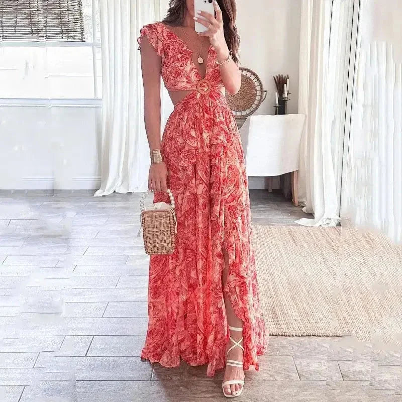Johanna – Floral V-neck Wedding Guest Dress - Image 1