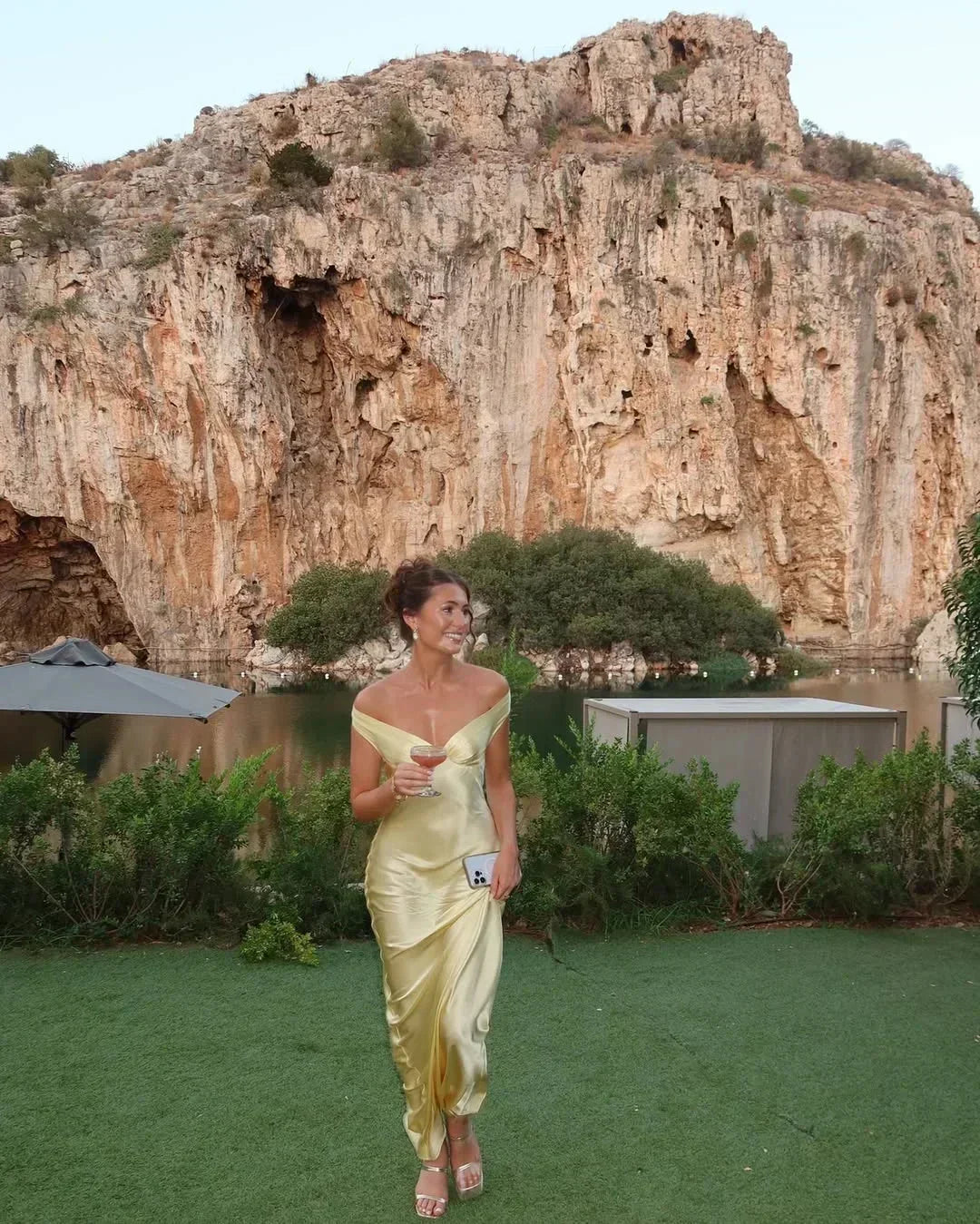 Susanne – Elegant  Yellow Off-The-Shoulder Dress - Image 5