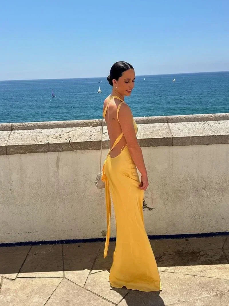 Emilia – Long Backless Wedding Guest Dress - Image 4