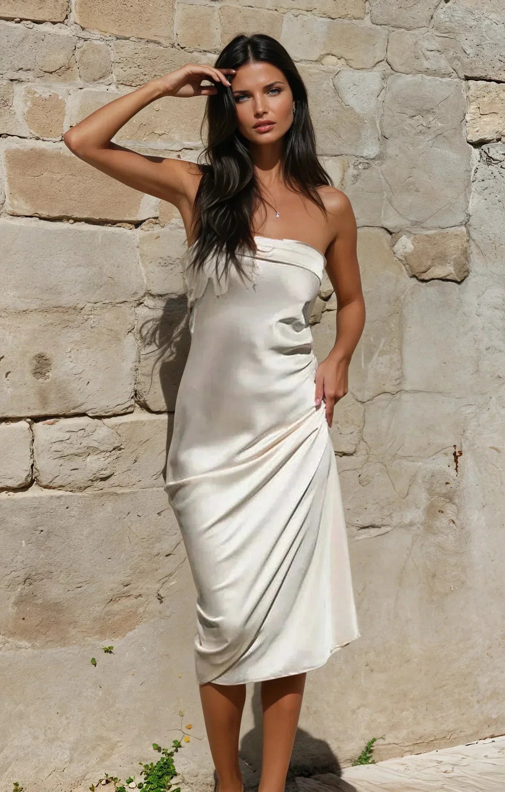 Luisa – Long Strapless Wedding Guest Dress - Image 1