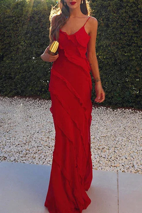 Anna – Elegant Ruffles Wedding Guest Dress - Image 4
