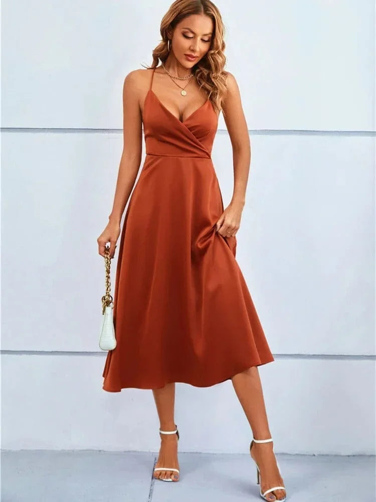 Anja – Elegant V-neck and Adjustable Straps Dress - Image 1