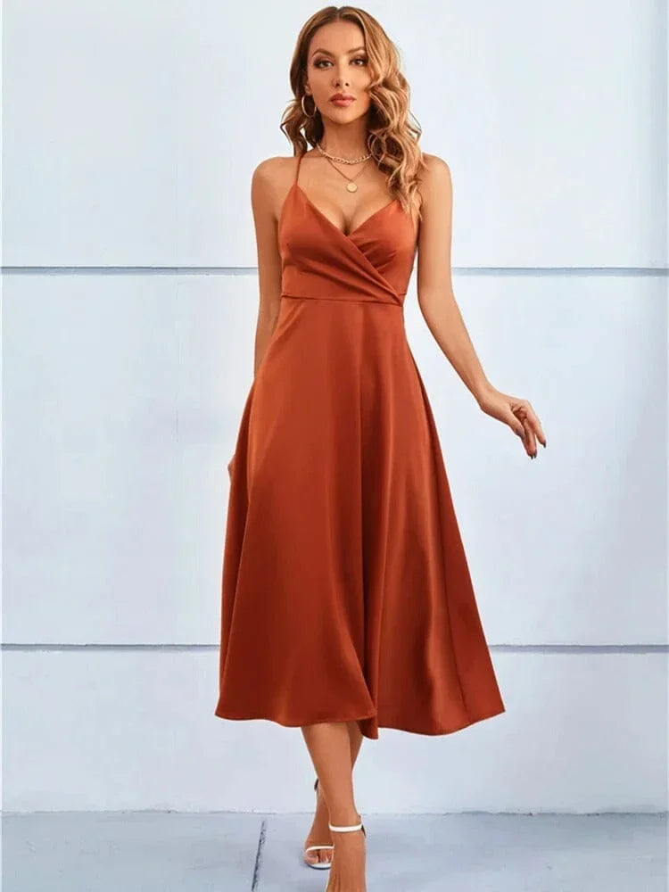Anja – Elegant V-neck and Adjustable Straps Dress - Image 6