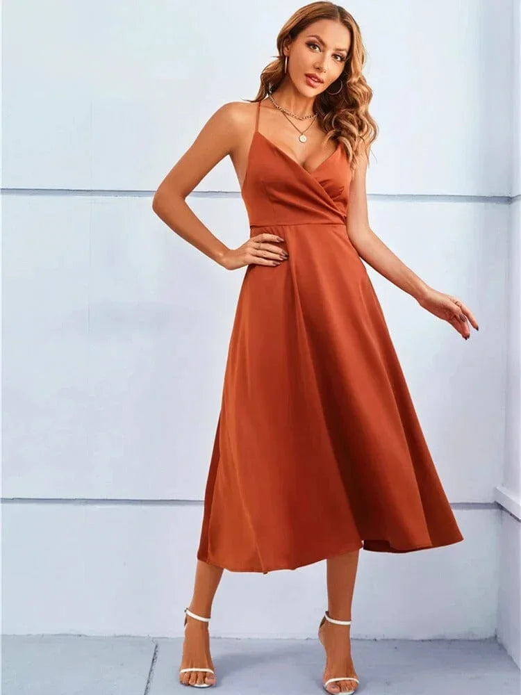 Anja – Elegant V-neck and Adjustable Straps Dress - Image 5