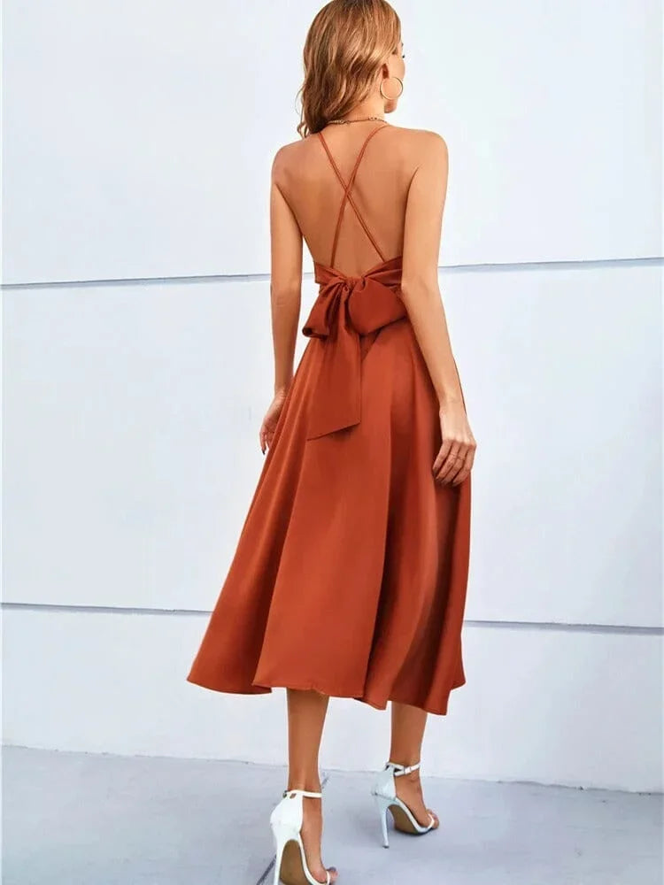 Anja – Elegant V-neck and Adjustable Straps Dress - Image 2