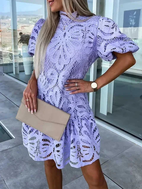 Mila – Puff Sleeves Wedding Guest Dress - Image 3
