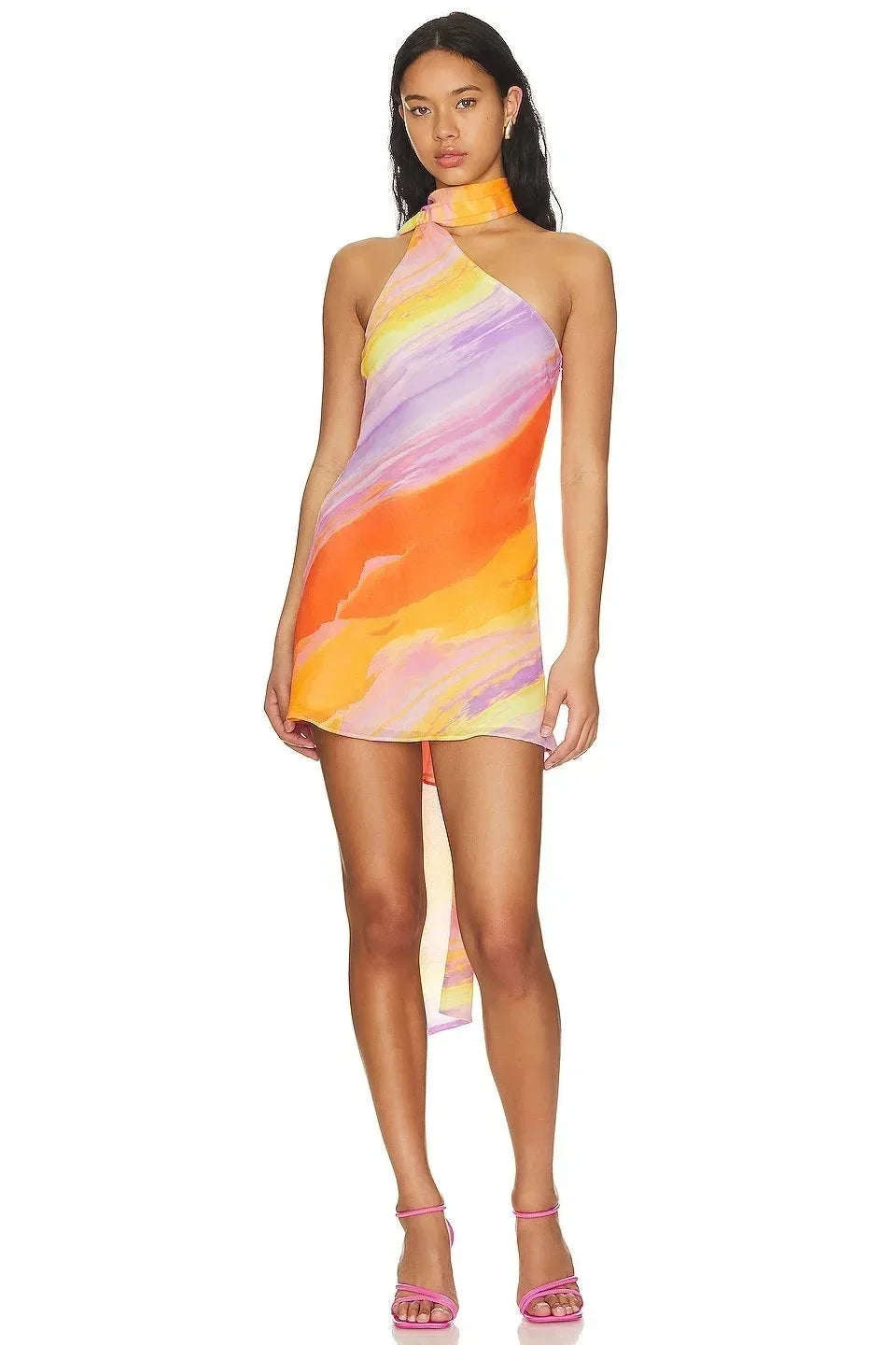 Clara – Asymmetrical Halter Neck Wedding Guest Dress - Image 4
