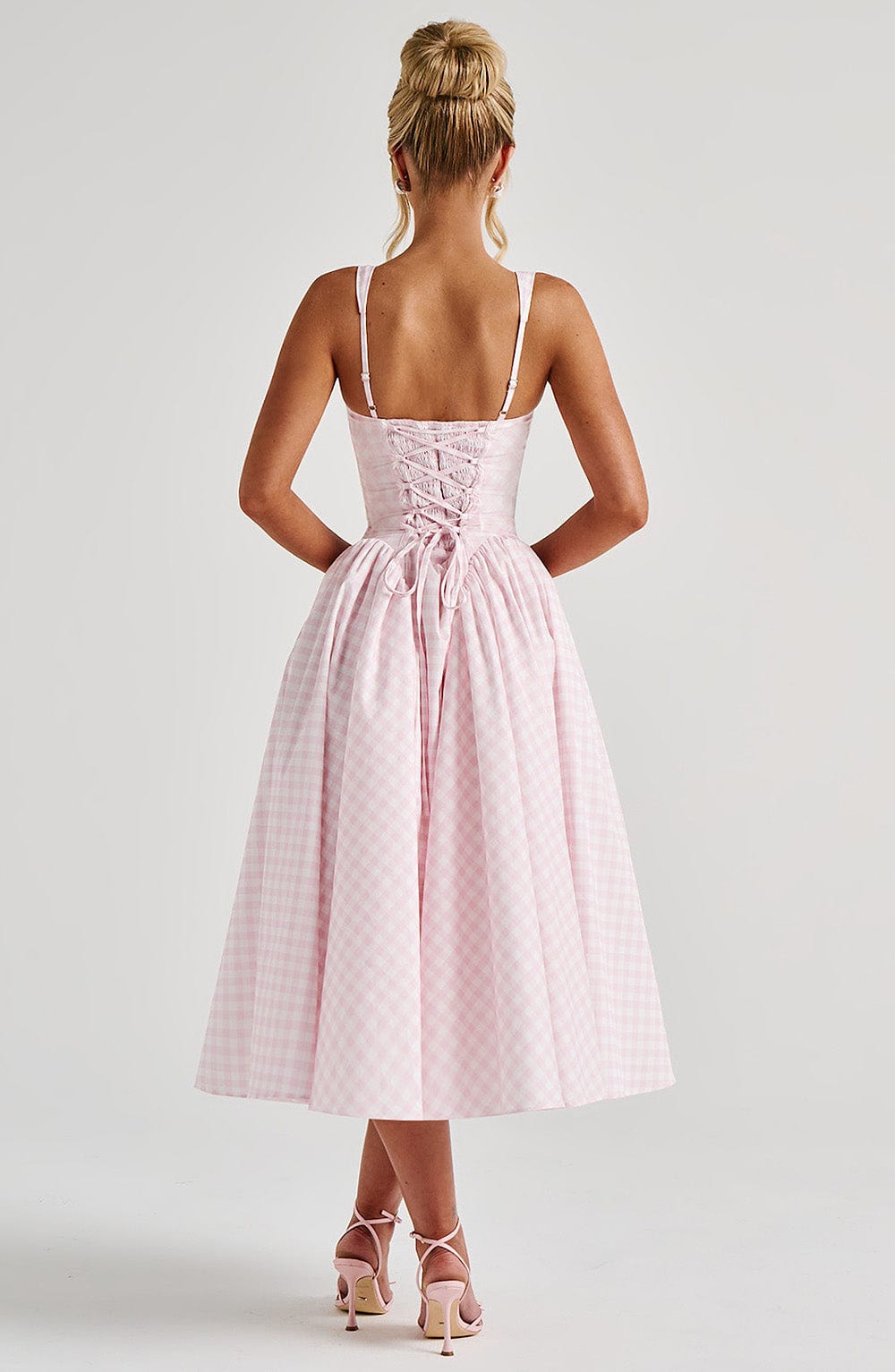 Midi Dress Women Square Neckline Puff Skirt - Image 2