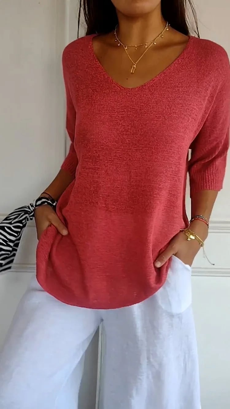 Cornelia – Cozy V-Neck Sweater - Image 5