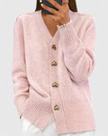 Women's Cardigan with Heart-Shaped Buttons and a V-Neck - J&B; - 3 - Elvaroza.com