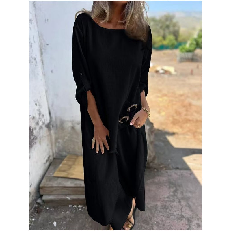 Karina – Elegant Round Neck Long-sleeved Dress - Image 3