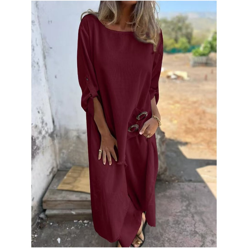 Karina – Elegant Round Neck Long-sleeved Dress - Image 5
