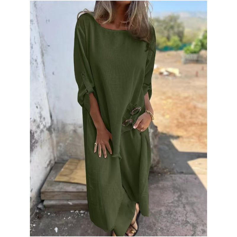 Karina – Elegant Round Neck Long-sleeved Dress - Image 4