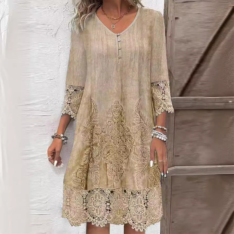 Isla – Women Embroidered Lace Detail Dress - Image 3