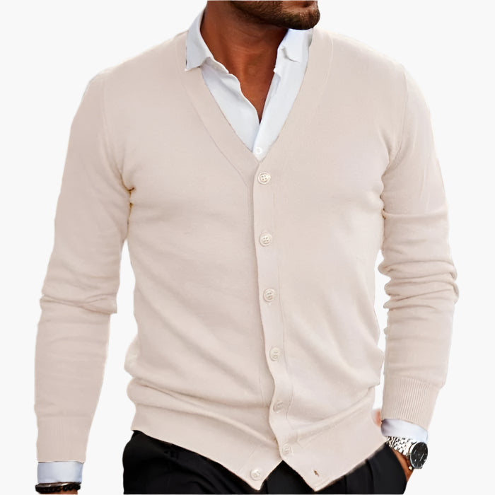 Men's cardigan with a V-neck, front button placket, and pockets - J&B; - 6 - Elvaroza.com