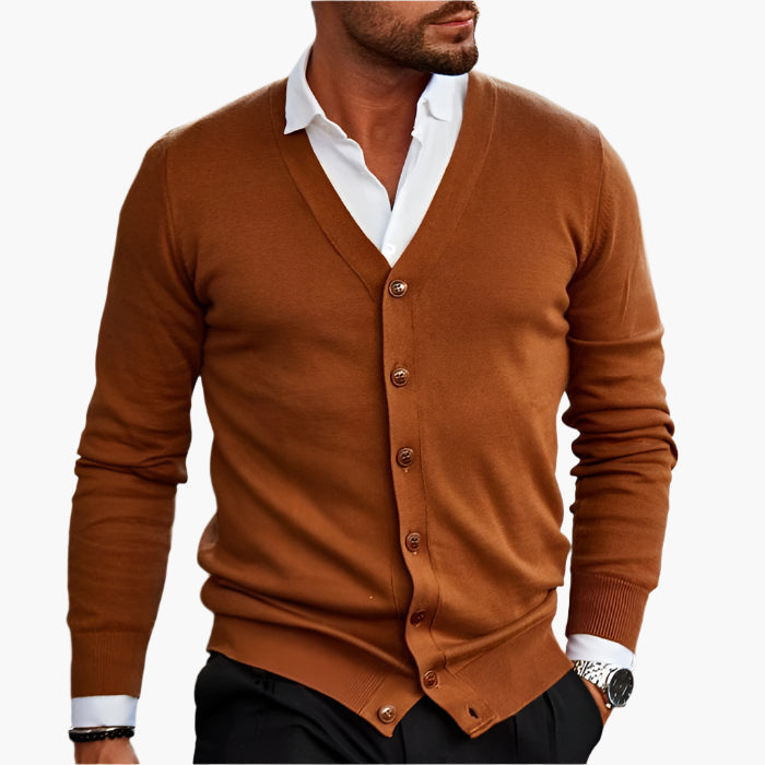 Men's cardigan with a V-neck, front button placket, and pockets - J&B; - 4 - Elvaroza.com