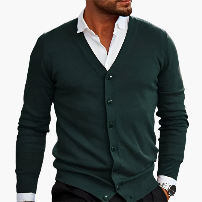 Men's cardigan with a V-neck, front button placket, and pockets - J&B; - 5 - Elvaroza.com