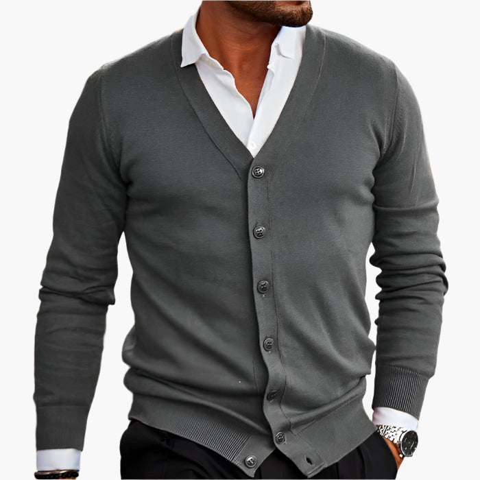 Men's cardigan with a V-neck, front button placket, and pockets - J&B; - 7 - Elvaroza.com